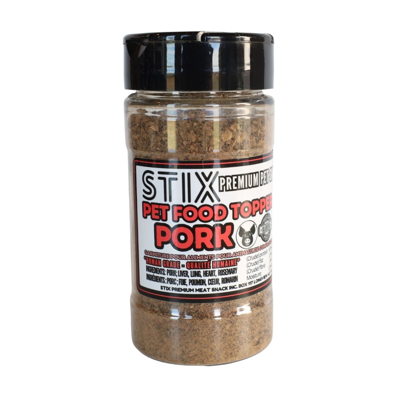 Shaker of Stix Pet food topper pork 