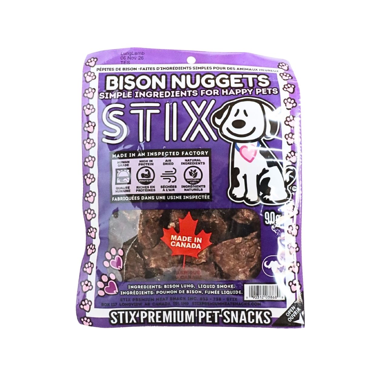 (12) Case of Bison Nugget Treat Bags
